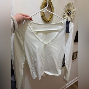 Abercrombie Soft Stretchy White V-Neck Top